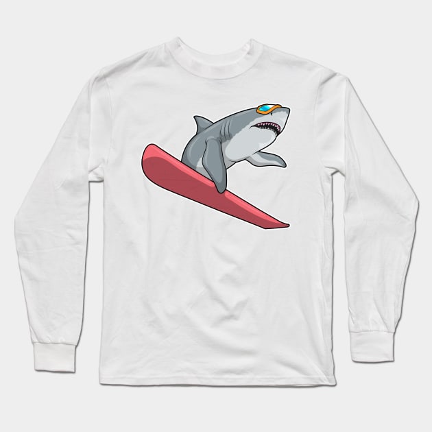 Shark Snowboarder Snowboard Long Sleeve T-Shirt by Markus Schnabel